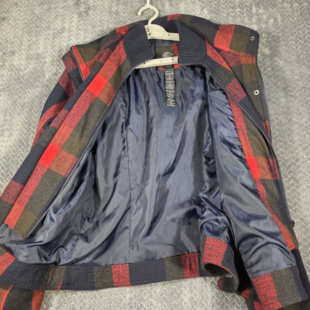 Harley-Davidson Women's Wool Hooded Jacket 2XL Plaid Red Black Double Zip - Picture 7 of 16